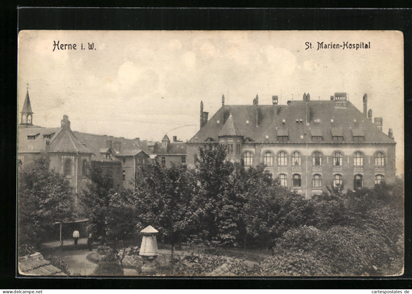 AK Herne I. W., St. Marien-Hospital Mit Park Aus Der Vogelschau  - Herne