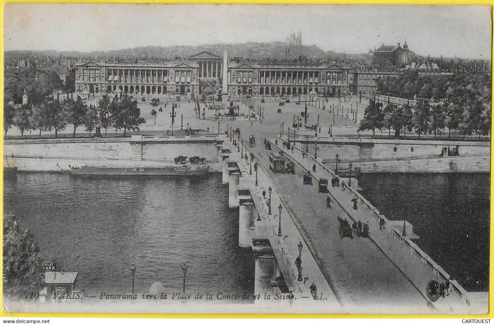 CPA PARIS Panorama De La Place De La Concorde 1916 -TAMPON Rouge - 22eme Section - The River Seine And Its Banks