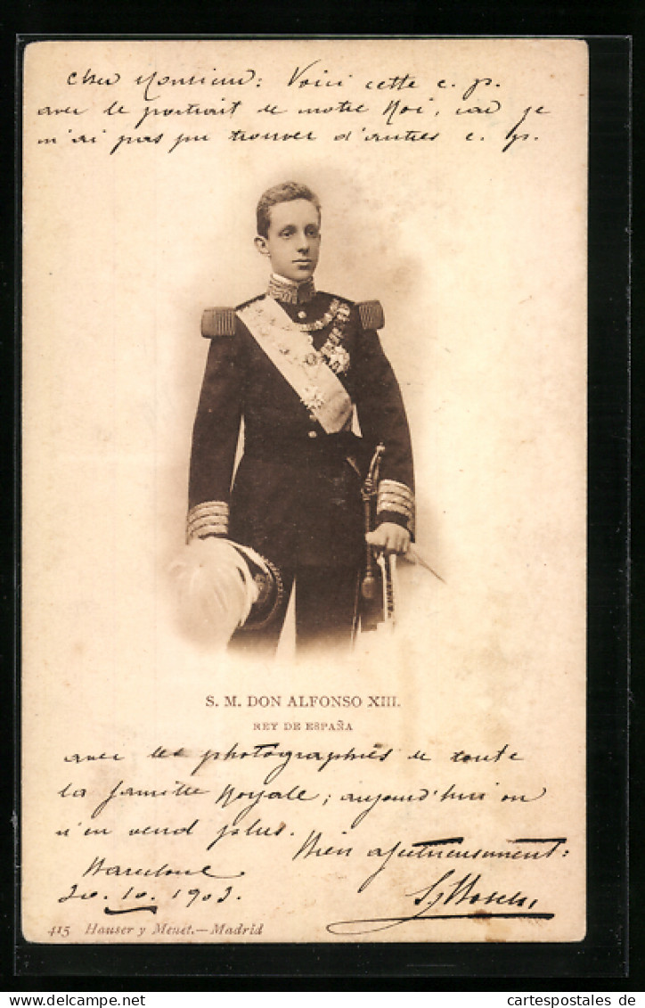 Postal König Alfonso XIII. In Paradeuniform Mit Orden  - Königshäuser