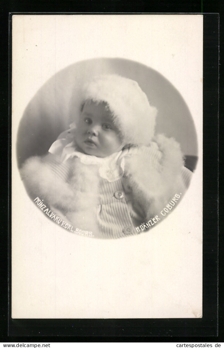 Postal Prinz Alvaro Von Spanien, Babyfoto Mit Weissem Pelz  - Königshäuser