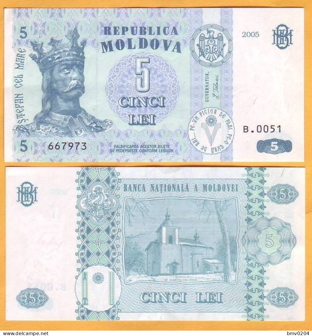 2005 Moldova ; Moldavie ; Moldau  "5 LEI  2005"  UNC - Moldavia