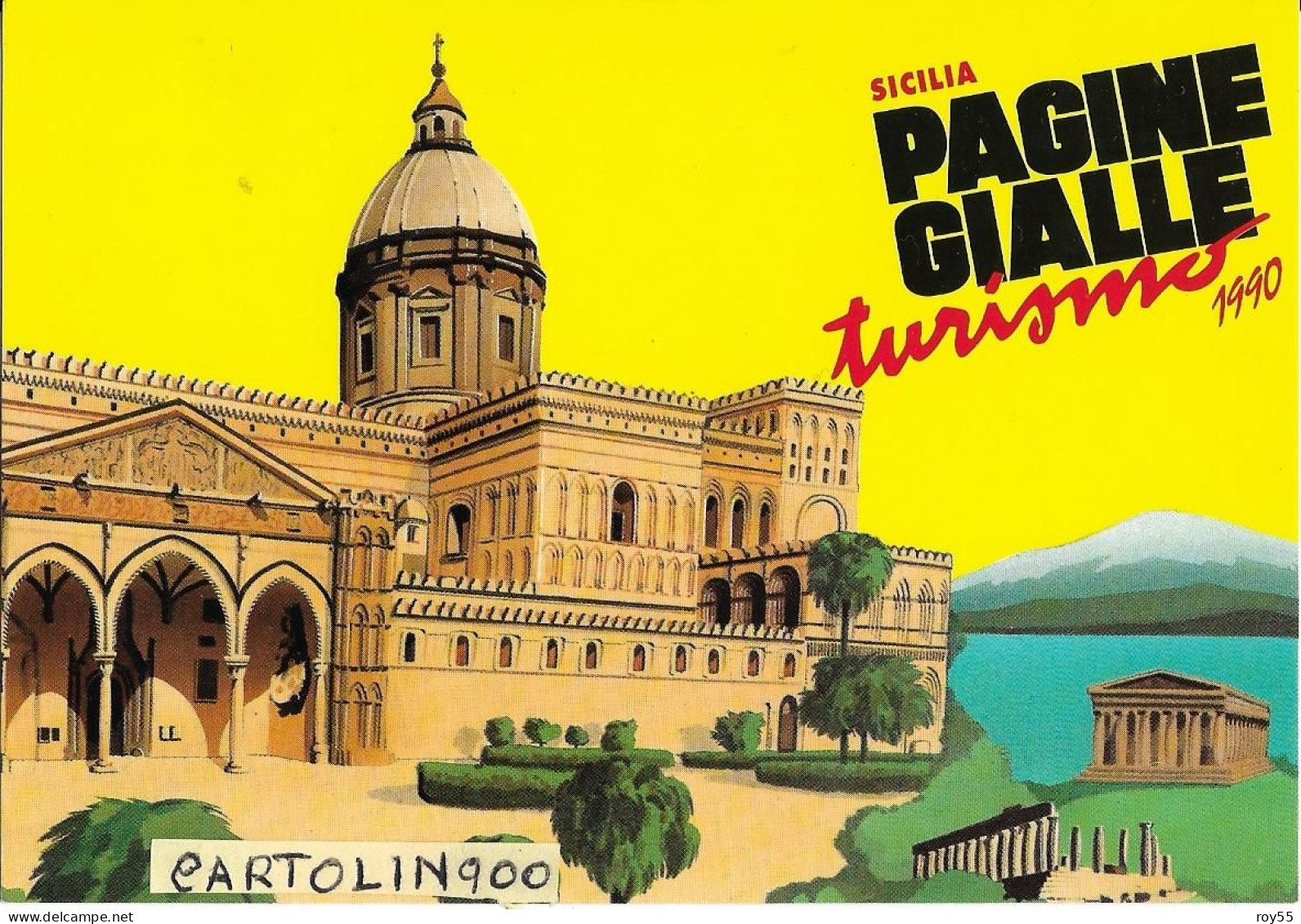 Pubblicita Pagine Gialle Turismo Sicilia (1990 Seat S.p.a) Palermo Cattedrale Agrigento Tempio Della Concordia (v.retro) - Werbepostkarten