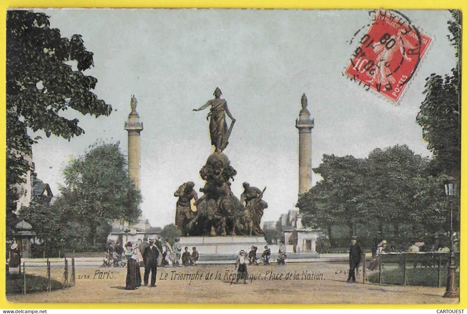 CPA PARIS - Triomphe De La République  Place De La Nation 1908 - Markten, Pleinen
