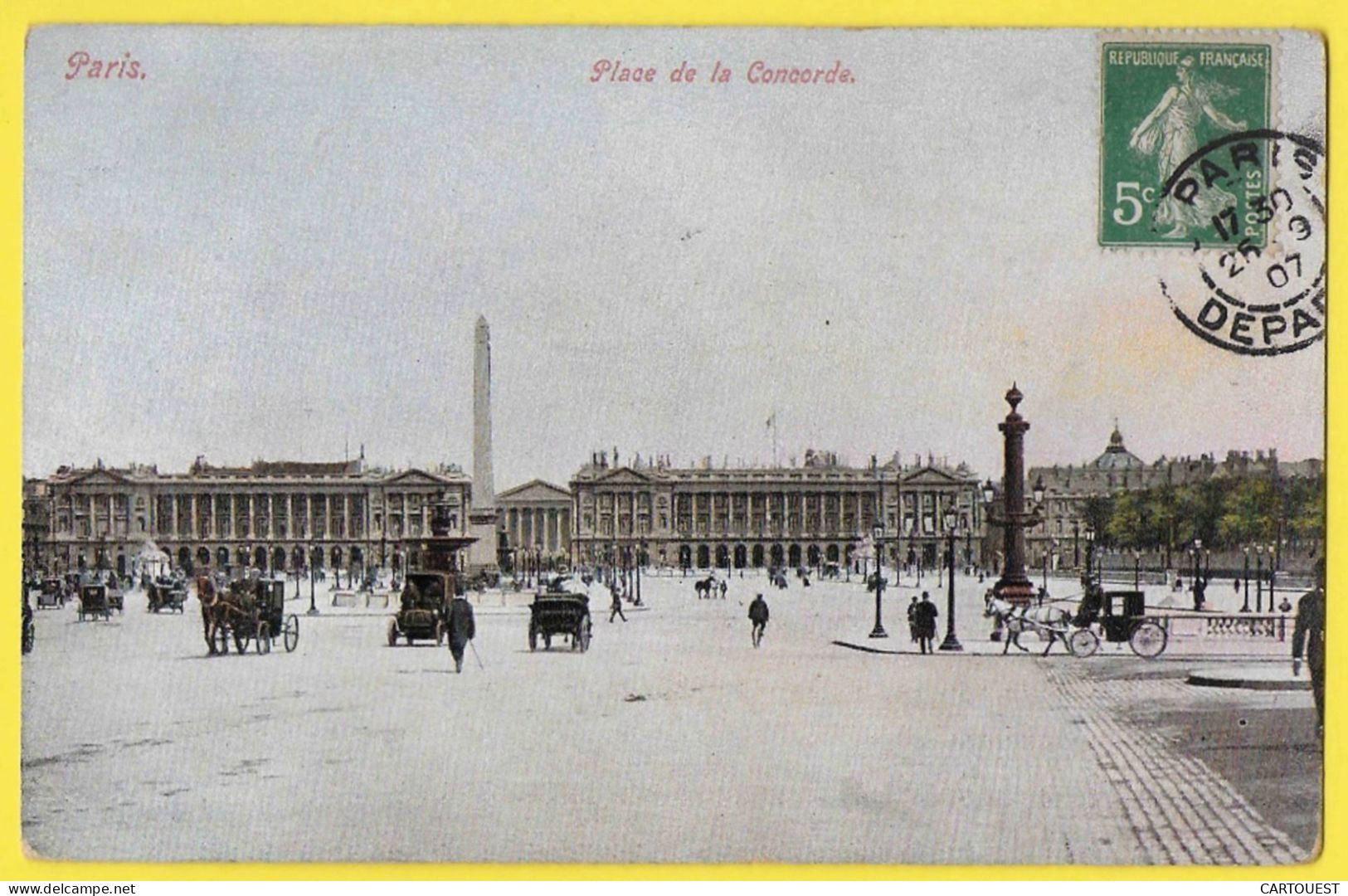 CPA PARIS - Place De La Concorde Obélisque De Louqsor Paris  1907 - Squares