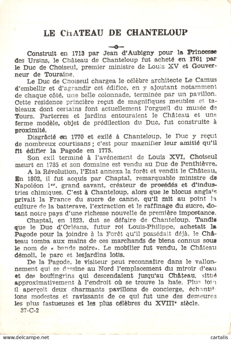 37-AMBOISE CHATEAU DE CHANTELOUP-N° 4456-C/0353 - Amboise