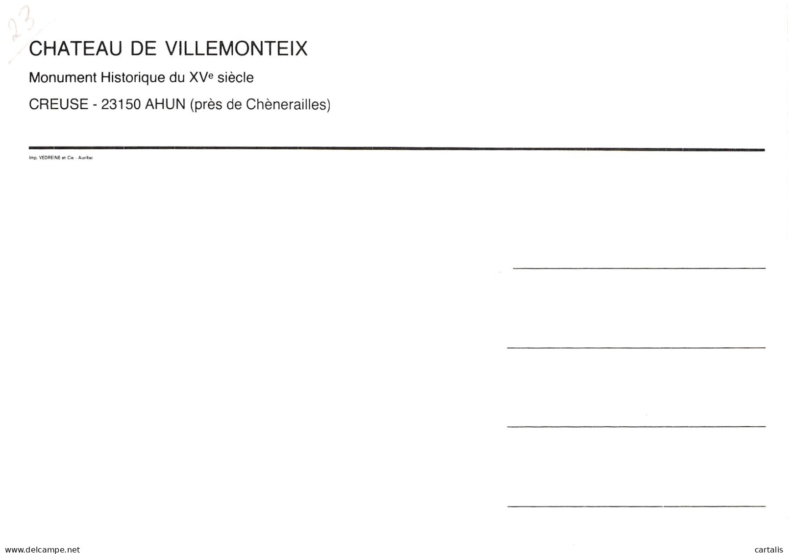 23-SAINT PARDOUX LES CARDS CHATEAU DE VILLEMONTEIX-N° 4458-B/0173 - Otros & Sin Clasificación