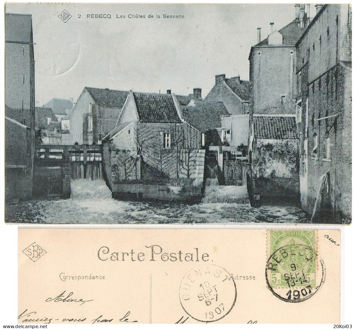 Rebecq Les Chûtes De La Sennette 1907 Quenast, Brabant Wallon, TTB-CPA, Vintage - Rebecq