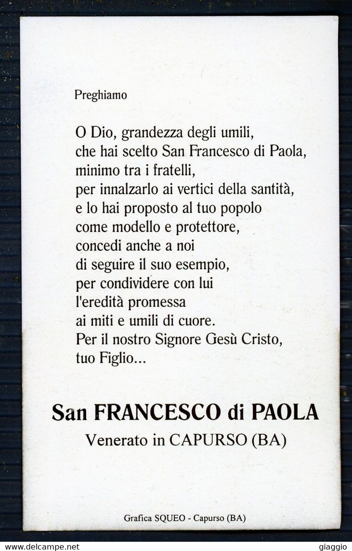 °°° Santino N. 6906 San Francesco Di Paola - Capurso °°° - Godsdienst & Esoterisme