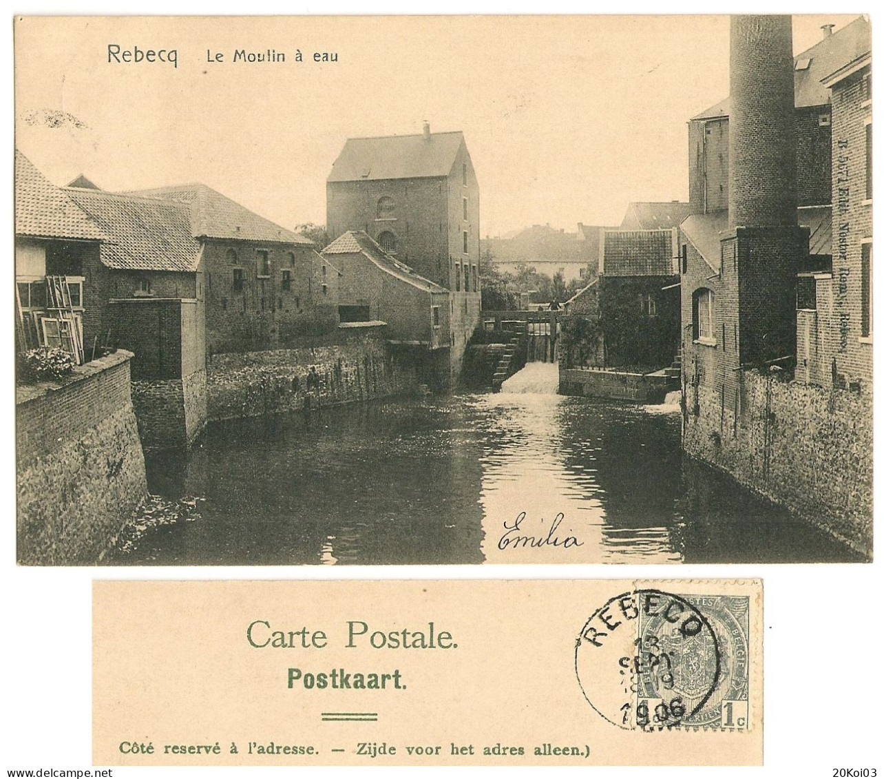 Rebecq Le Moulin à Eau 1906 (la Rivière De La Sennette), Brabant Wallon, TTB-CPA - Rebecq