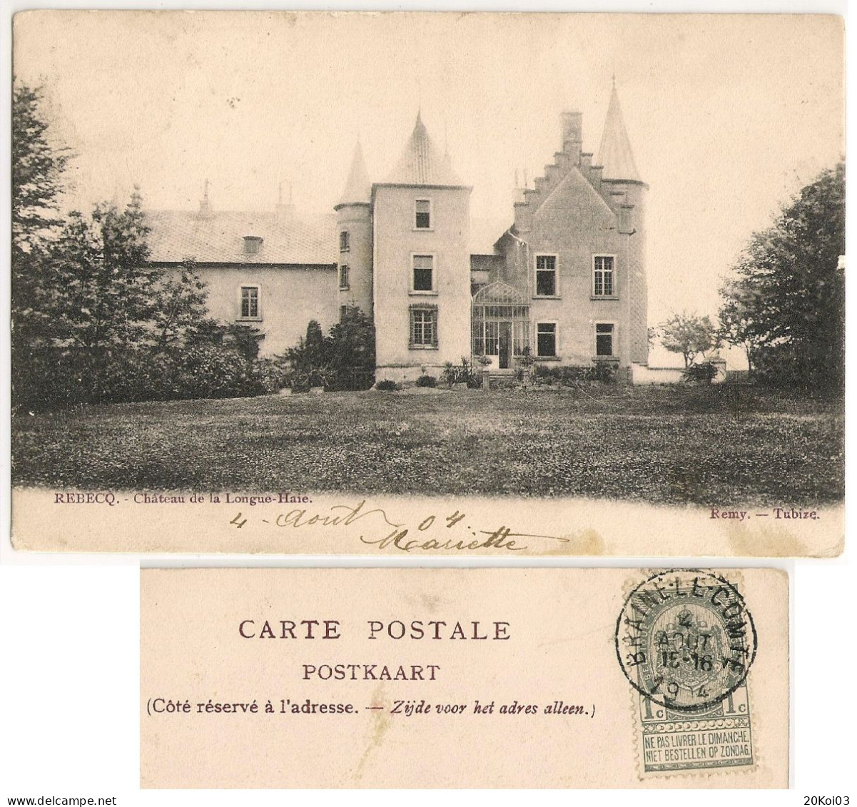 Rebecq Château De La Longue-Haie 1904, Brabant Wallon, TTB CPA, Vintage - Rebecq