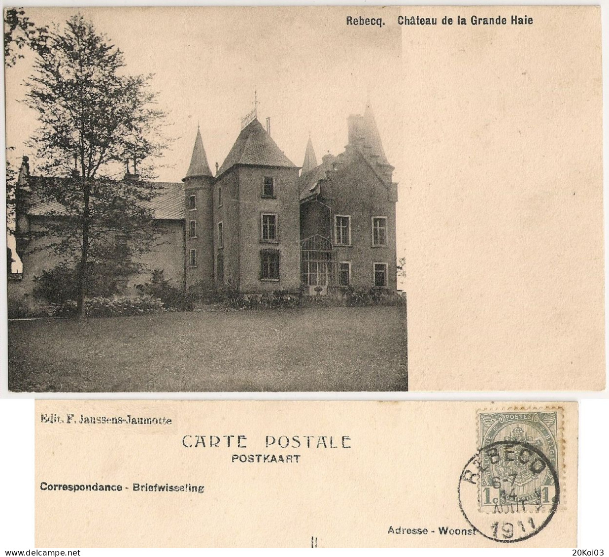 Rebecq Château De La Grande Haie 1911, Brabant Wallon, TTB CPA, Vintage - Rebecq