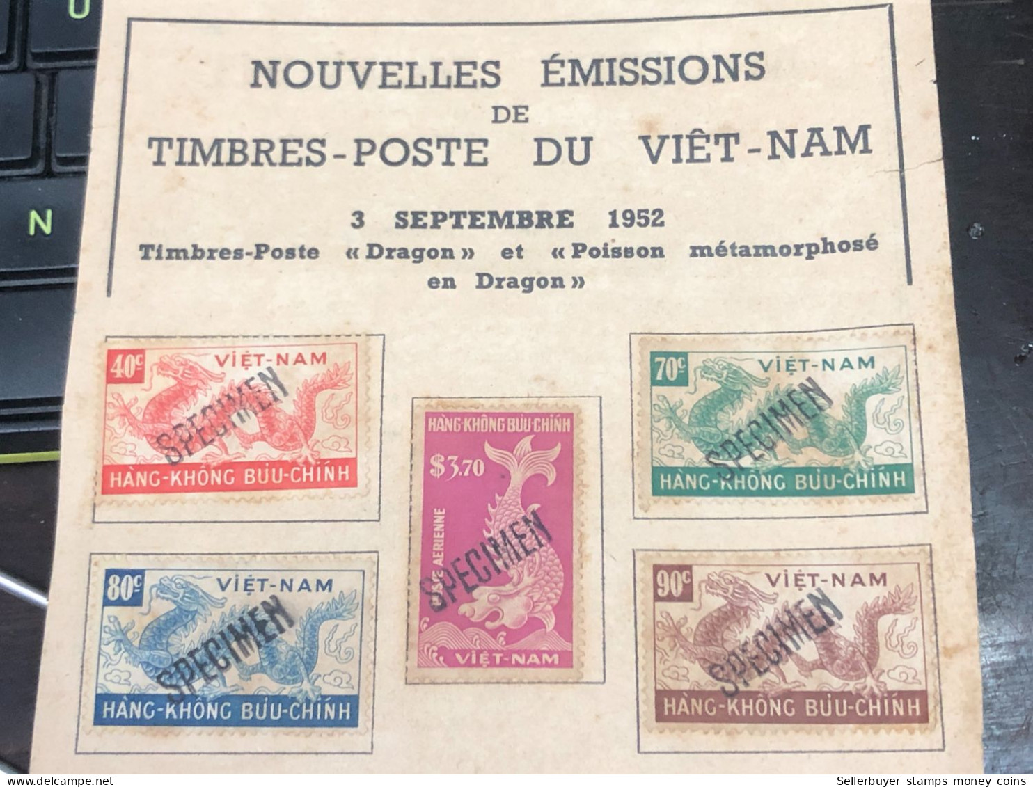 Stams Viet Nam South Specinem T Is Very Rare Nowadays-1 Set 5 Pcs-3/9/1952 /dragon - Vietnam