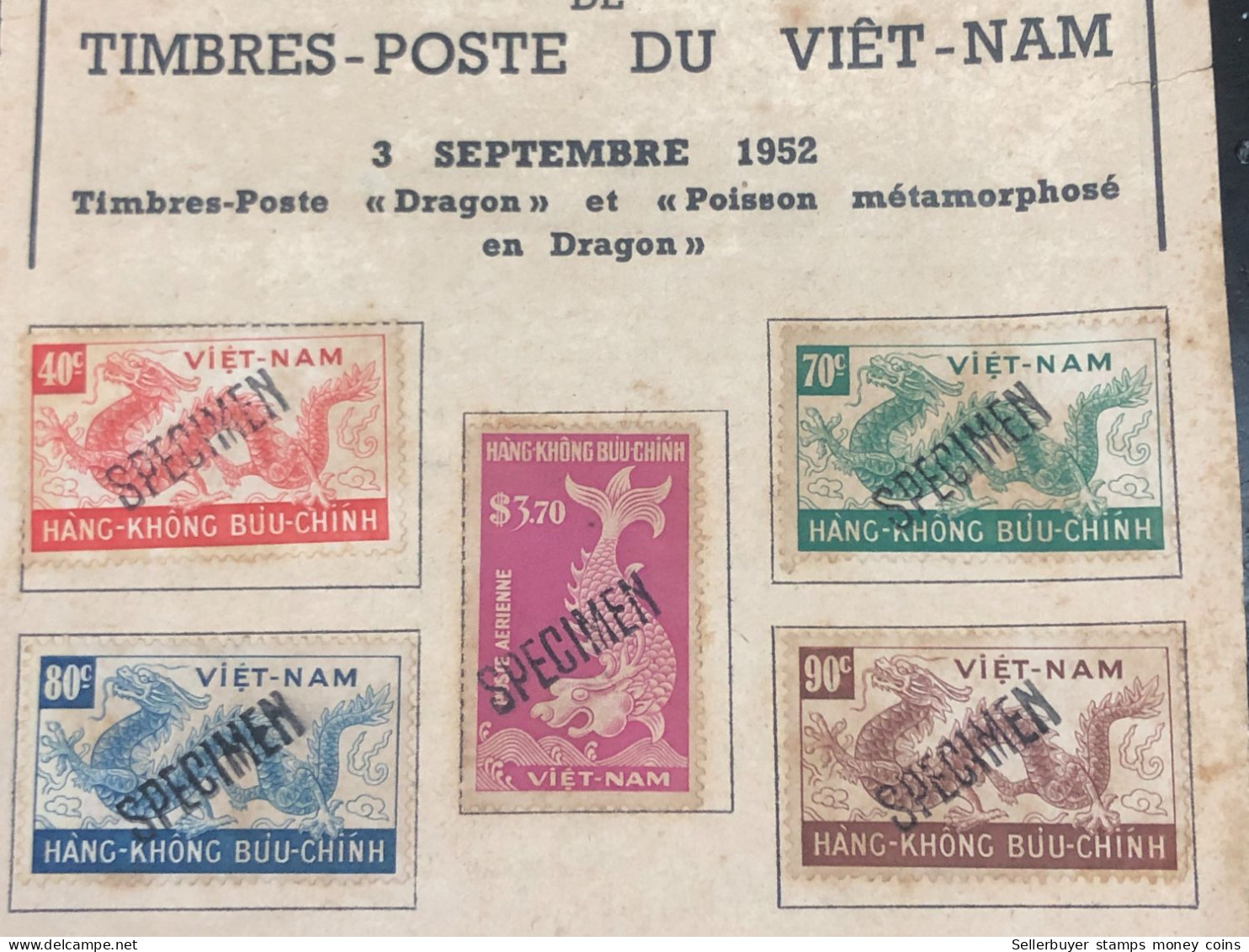 Stams Viet Nam South Specinem T Is Very Rare Nowadays-1 Set 5 Pcs-3/9/1952 /dragon - Viêt-Nam