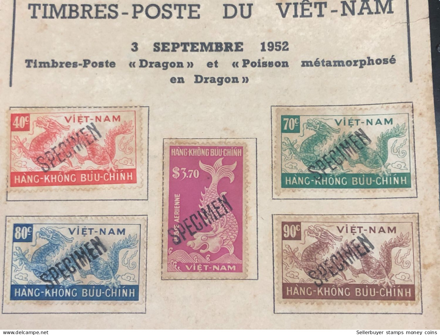 Stams Viet Nam South Specinem T Is Very Rare Nowadays-1 Set 5 Pcs-3/9/1952 /dragon - Viêt-Nam