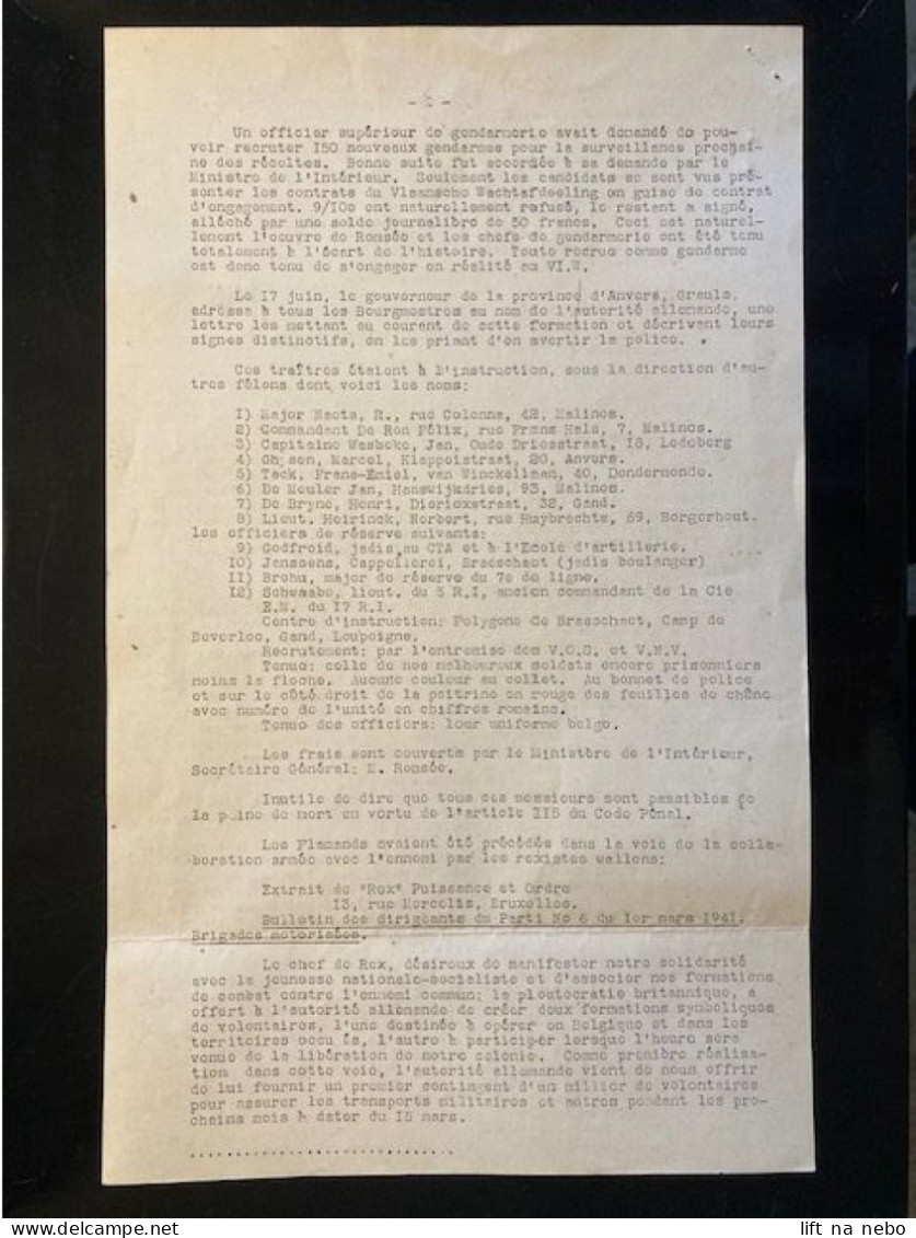 Tract Presse Clandestine Résistance Belge WWII WW2 'Comment Se Recrute La Garde Flamande' 2 Sheets - Dokumente