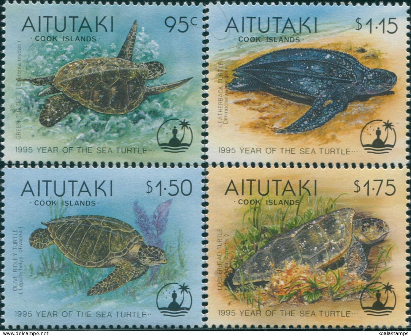 Aitutaki 1995 SG690-693 Year Of The Turtle Set MNH - Cookeilanden