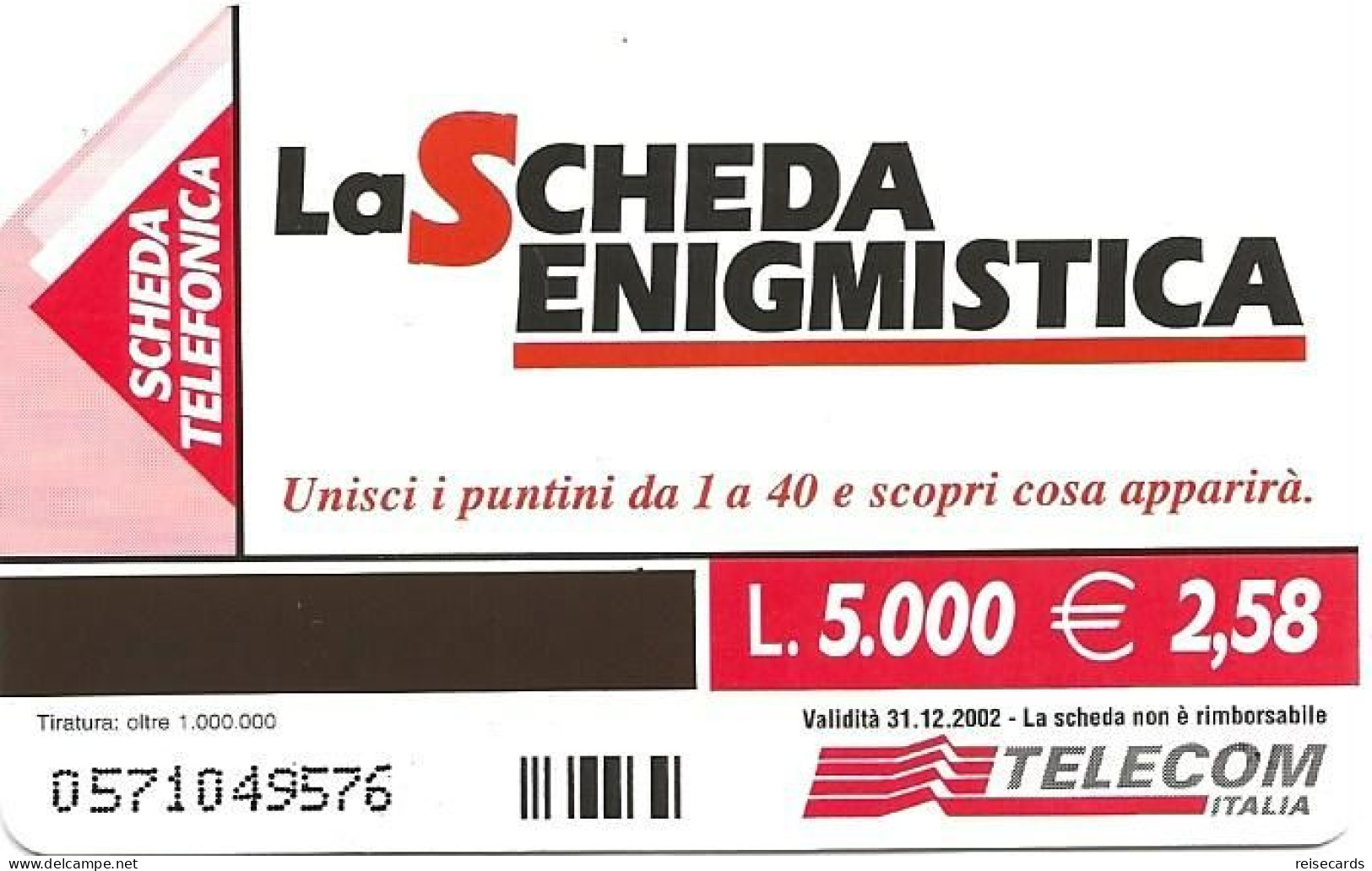 Italy: Telecom Italia - La Scheda Enigmistica, La Pista Cifrata - Pubbliche Pubblicitarie