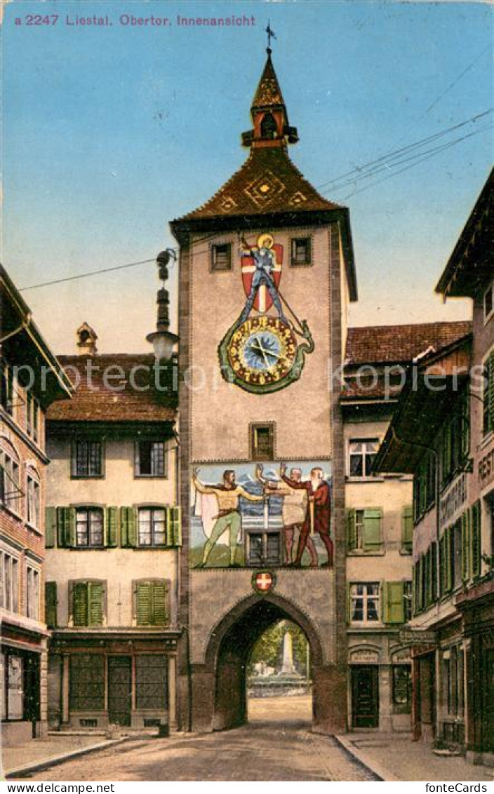 13706995 Liestal Obertor Fassadenmalerei Turmuhr Liestal - Autres & Non Classés