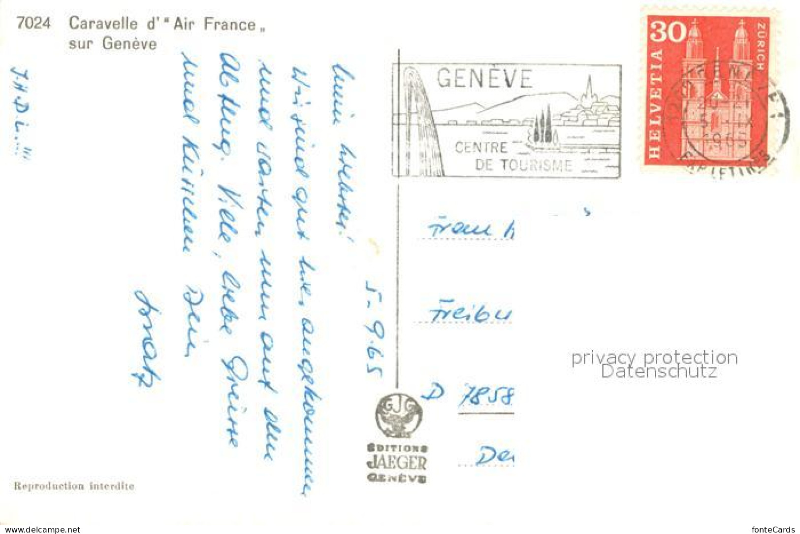 13681885 Geneve GE Caravelle D’Air France Vue Aerienne Geneve GE - Other & Unclassified