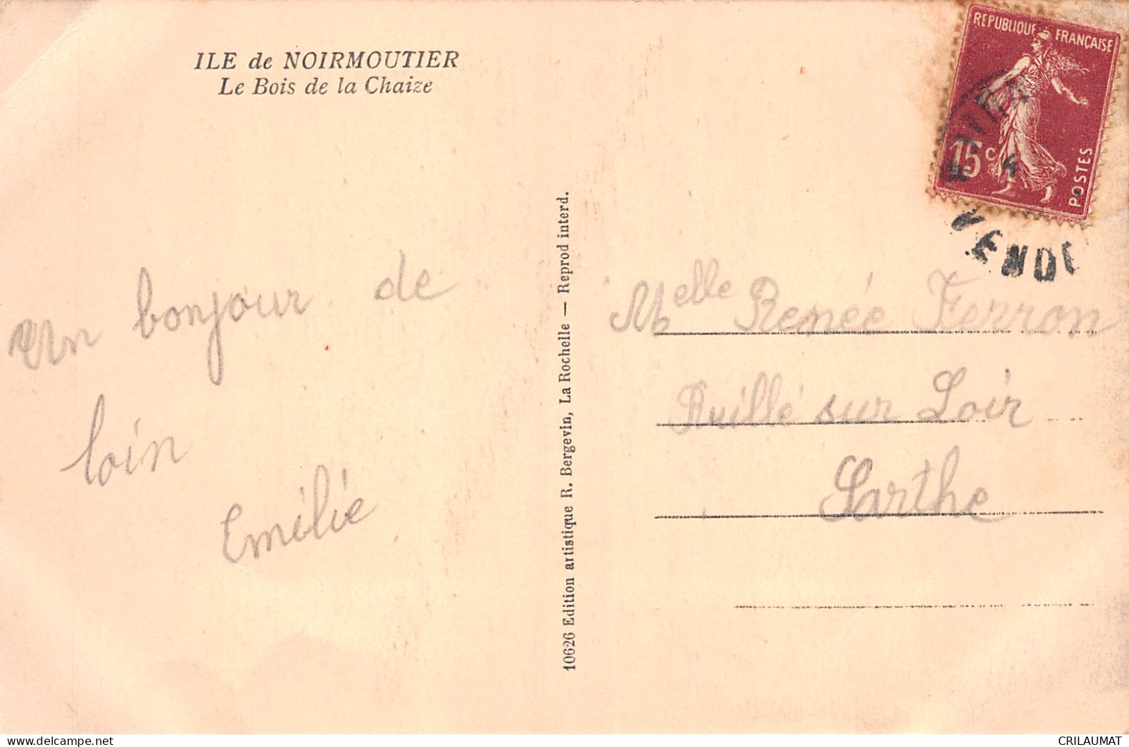 85-ILE DE NOIRMOUTIER BOIS DE CHAIZE-N°T5091-E/0155 - Ile De Noirmoutier