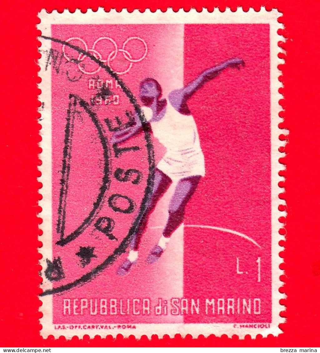 SAN MARINO - Usato - 1960 - 17° Olimpiadi, Roma - Atletica - Getto Del Peso - 1 L. - Gebruikt