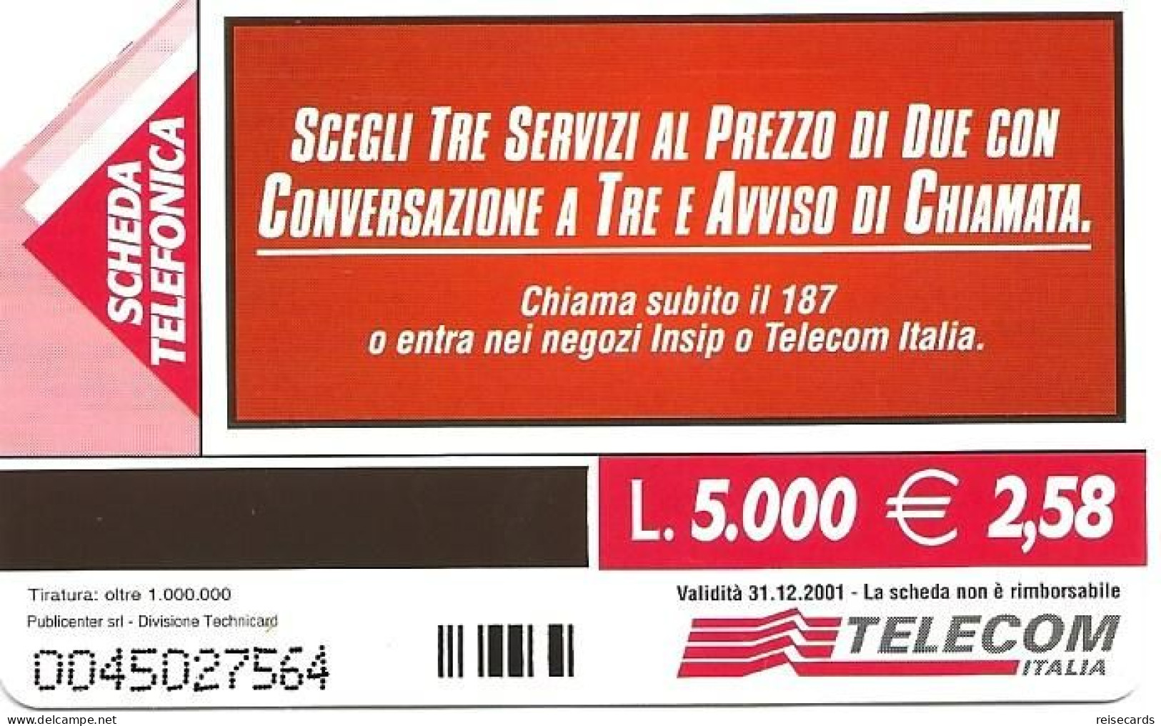 Italy: Telecom Italia - Trasferimento Di Chiamata (21mm) - Públicas  Publicitarias