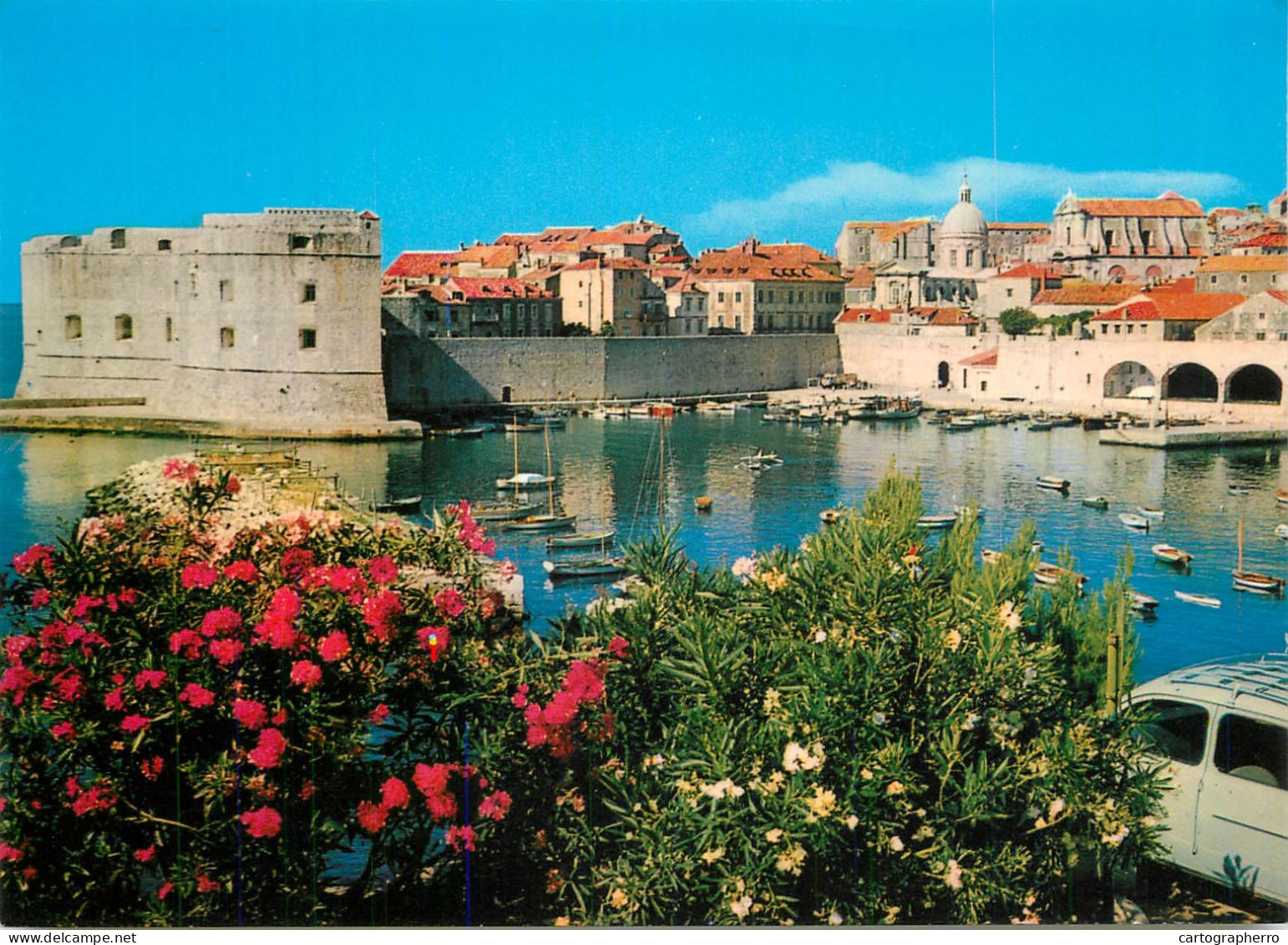 Navigation Sailing Vessels & Boats Themed Postcard Dubrovnik Raguza 1968 Fort Harbour - Sailing Vessels