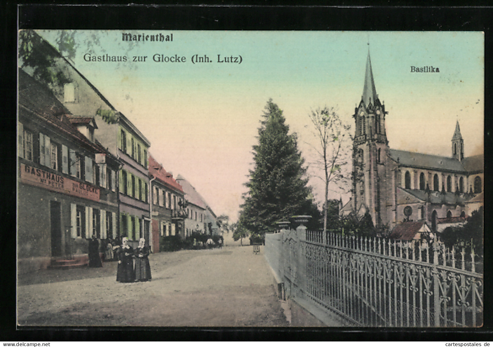 CPA Marienthal, Gasthaus Zur Glocke Von Lutz Avec Basilika  - Sonstige & Ohne Zuordnung