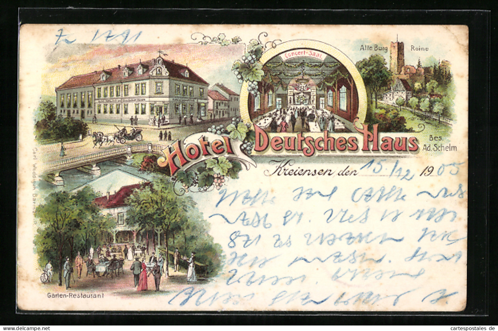 Lithographie Kreiensen, Hotel Deutsches Haus, Alte Burg-Ruine  - Altri & Non Classificati