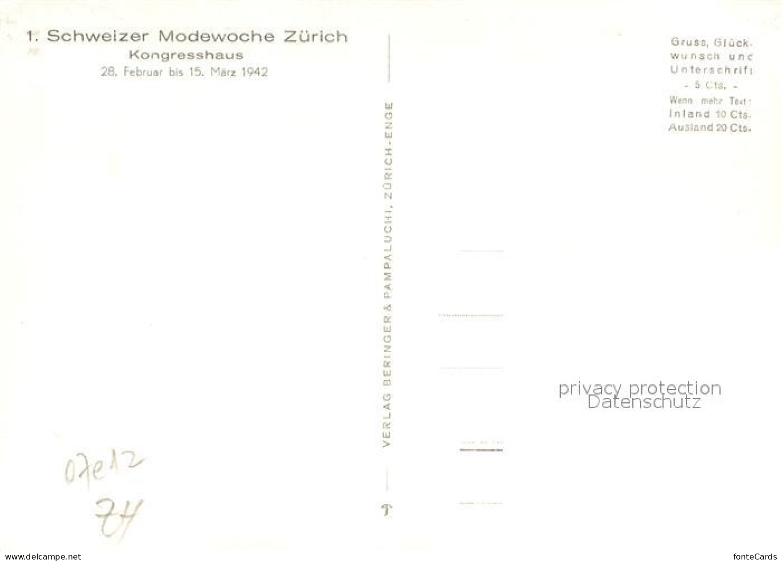13615485 Zuerich ZH Schweizer Modewoche Kongresshaus Zuerich ZH - Autres & Non Classés