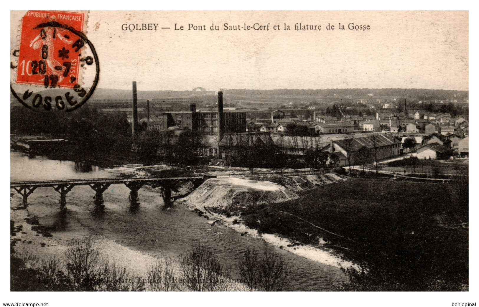 Golbey - Le Pont Du Saut-le-Cerf Et La Filature De La Gosse (Testart éditeur à Epinal) - Golbey