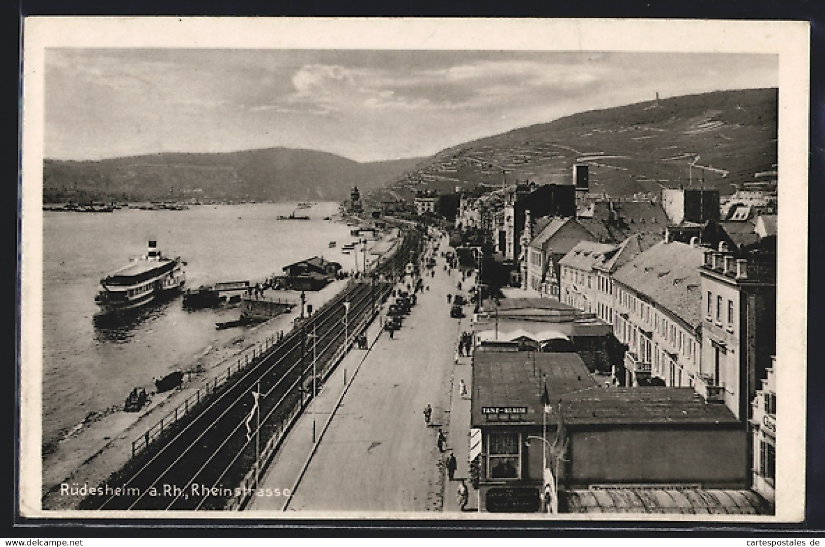 AK Rüdesheim A. Rh., Rheinstrasse Mit Gaststätte Tanz-Klause  - Ruedesheim A. Rh.