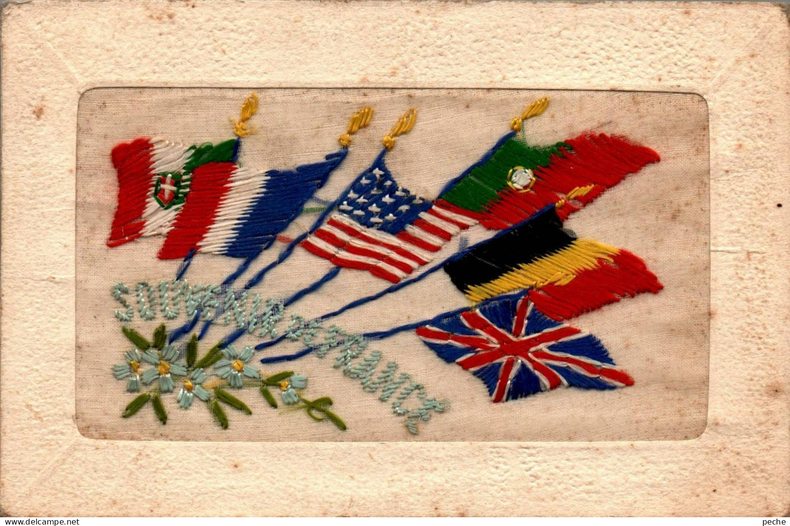 N°1499 W -cpa Brodée Souvenir De France - Embroidered