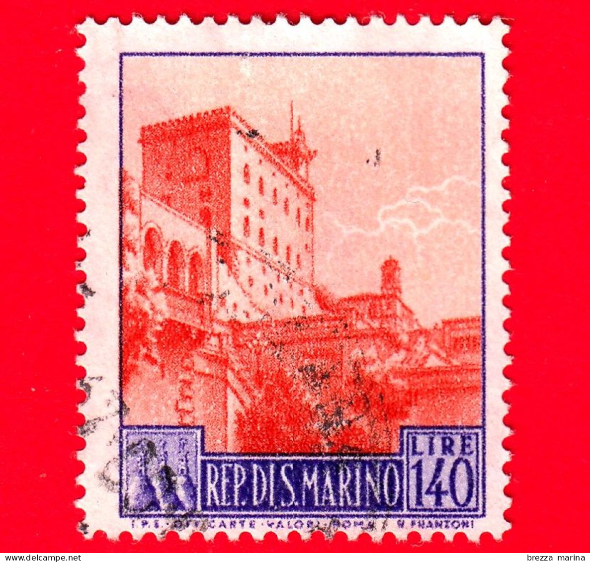 SAN MARINO - Usato - 1966 - Vedute Di San Marino - Palazzo Del Governo - 140 - Taglio... - Usati