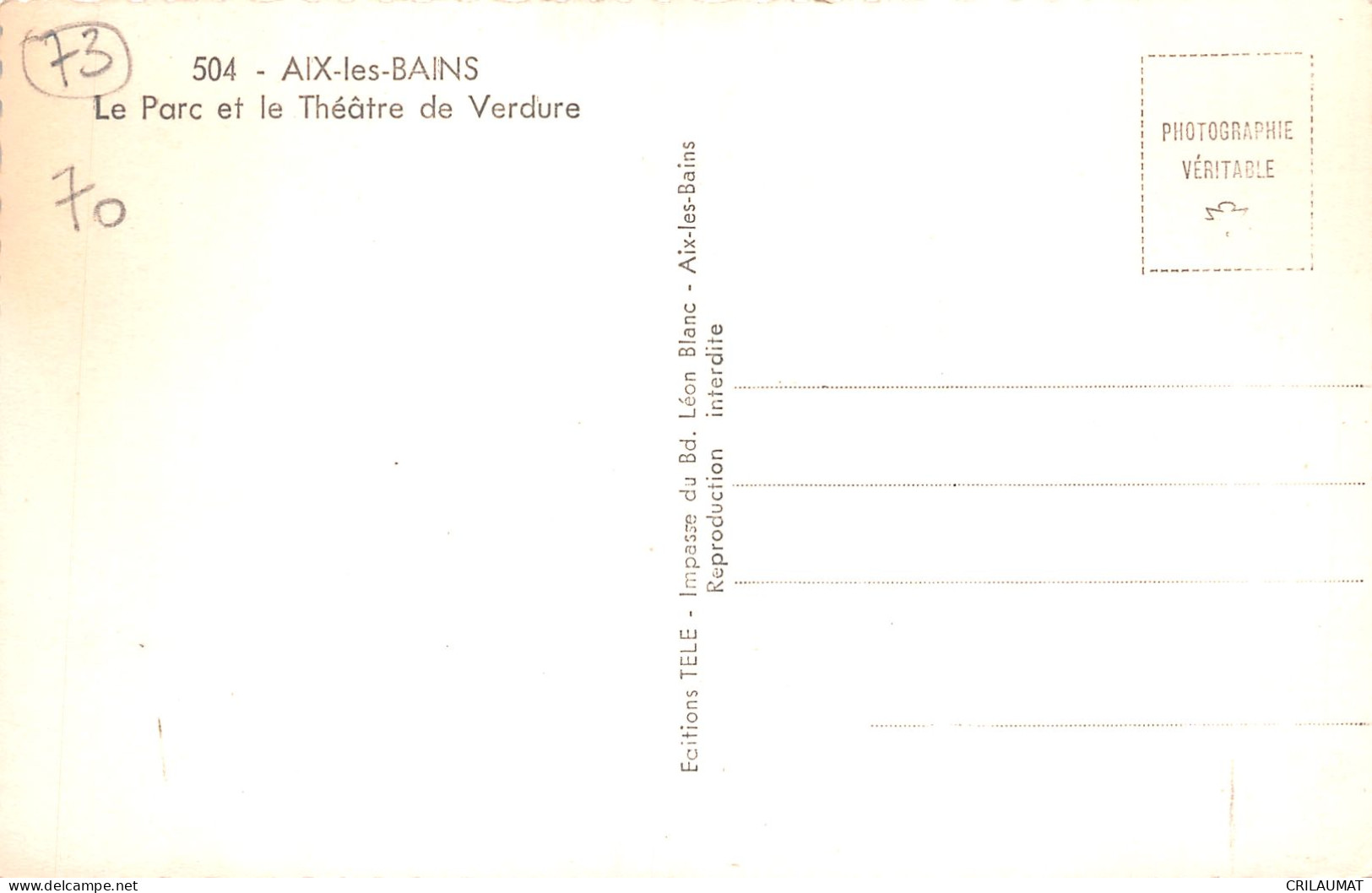 73-AIX LES BAINS-N°T5093-C/0091 - Aix Les Bains