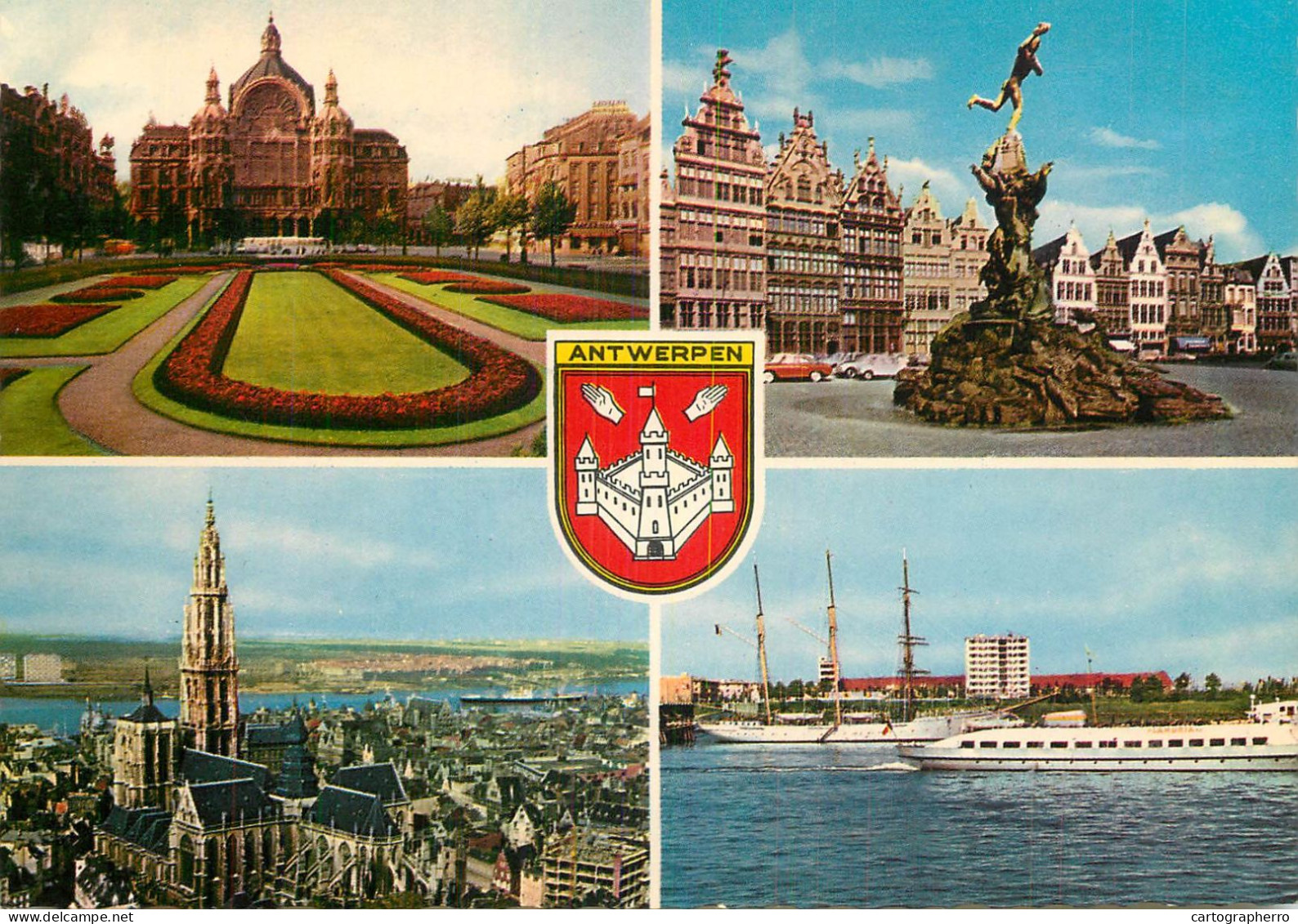 Navigation Sailing Vessels & Boats Themed Postcard Antwerpen Pleasure Cruise Flower Bed Cathedral - Sailing Vessels