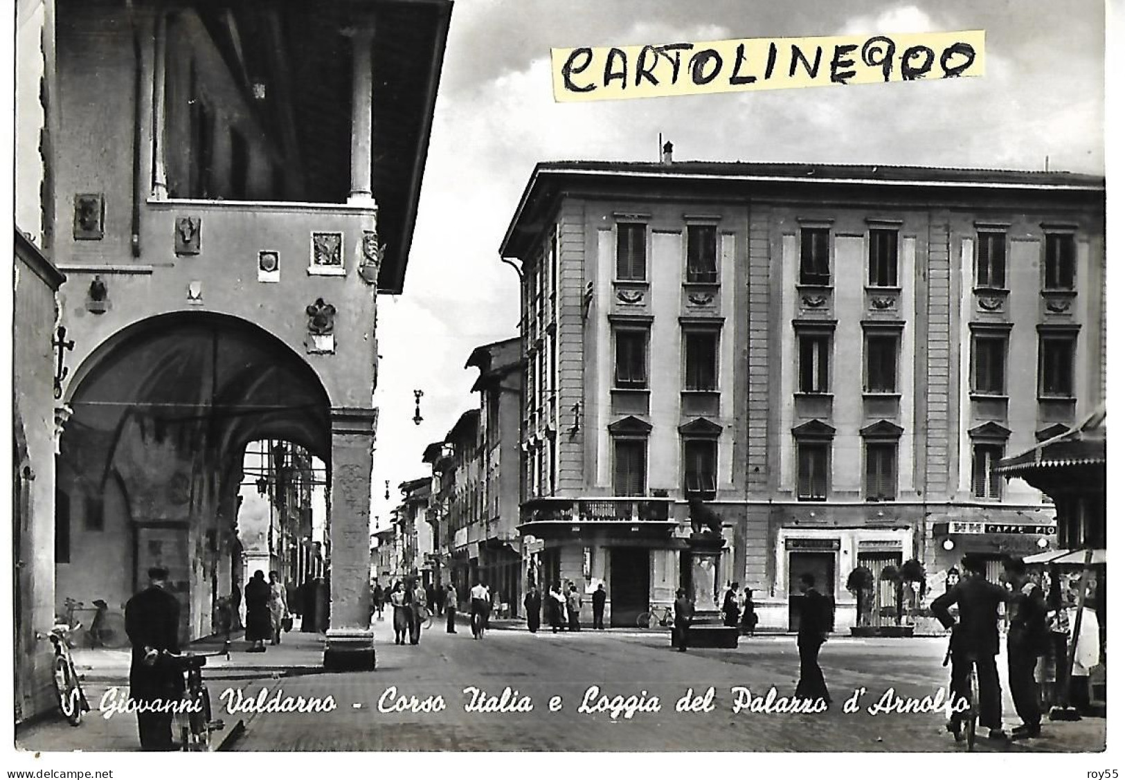 Toscana-arezzo-s.giovanni Valdarno Corso Italia E Loggia Del Palazzo D'arnolfo Animata Anni 50 - Sonstige & Ohne Zuordnung