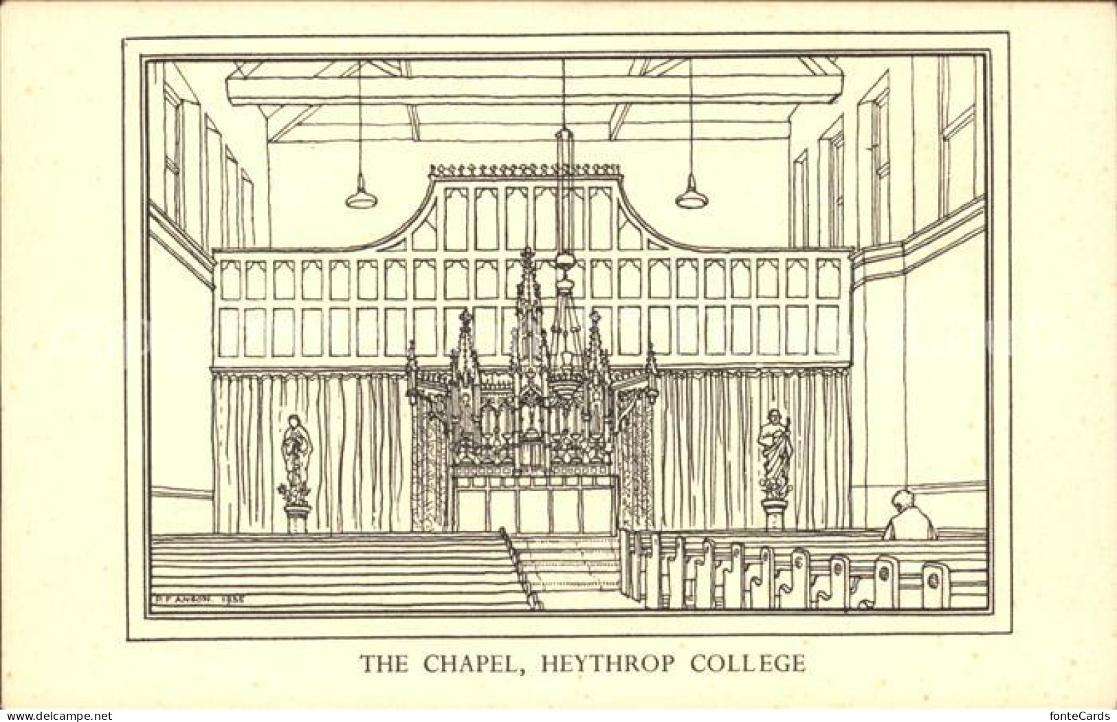 11973245 Heythrop The Chapel Heythrop College Zeichnung  - Sonstige & Ohne Zuordnung