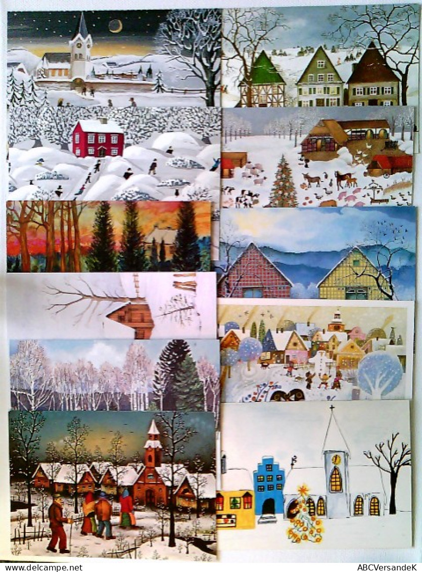Naive Malerei, Wintermotive, Versch. Künstler, 10 Künstler AK, Gelaufen/geschrieben 1961-1986, Konvolut - Sin Clasificación