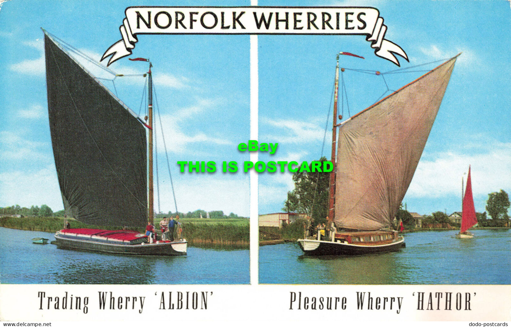 R569278 Norfolk Wherries. Trading Wherry Albion. Pleasure Wherry Hathor. Salmon. - Welt