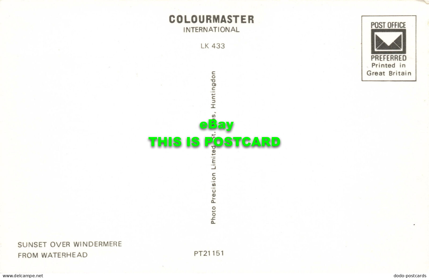 R569288 Sunset Over Windermere From Waterhead. Colourmaster International. Preci - Welt