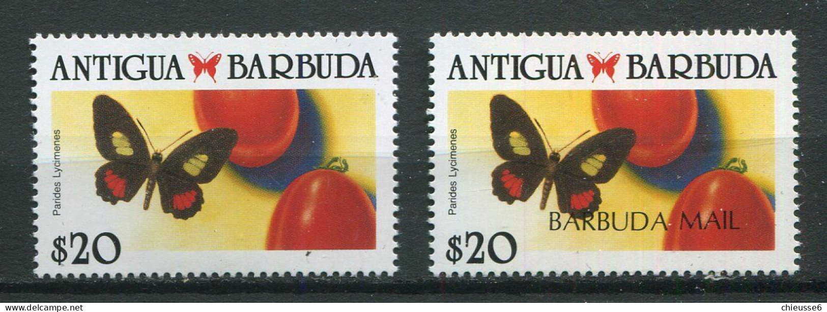 Antigua Et Barbuda  ** N° 1214  Et 1214 Avec Surcharge Barbuda Mail Papillon - Antigua En Barbuda (1981-...)