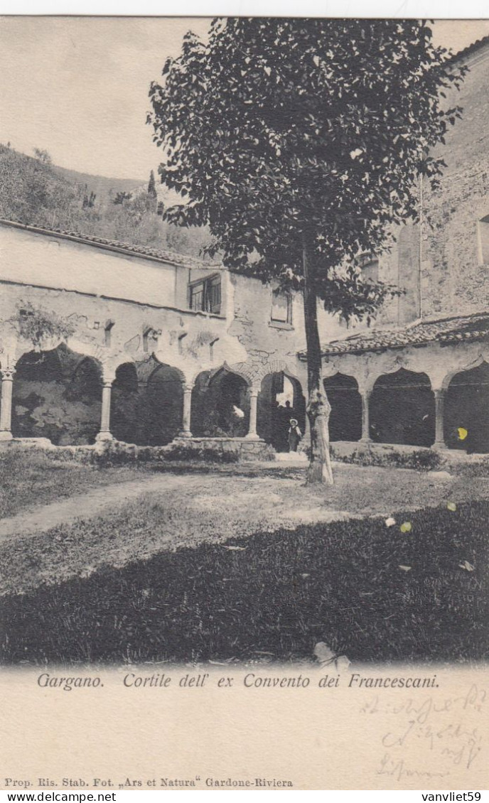 GARGNANO-BRESCIA-LAGO DI GARDA-CORTILE EX CONVENTO FRANCESCANI-CARTOLINA NON VIAGGIATA  1900-1904-RETRO INDIVISO- - Brescia