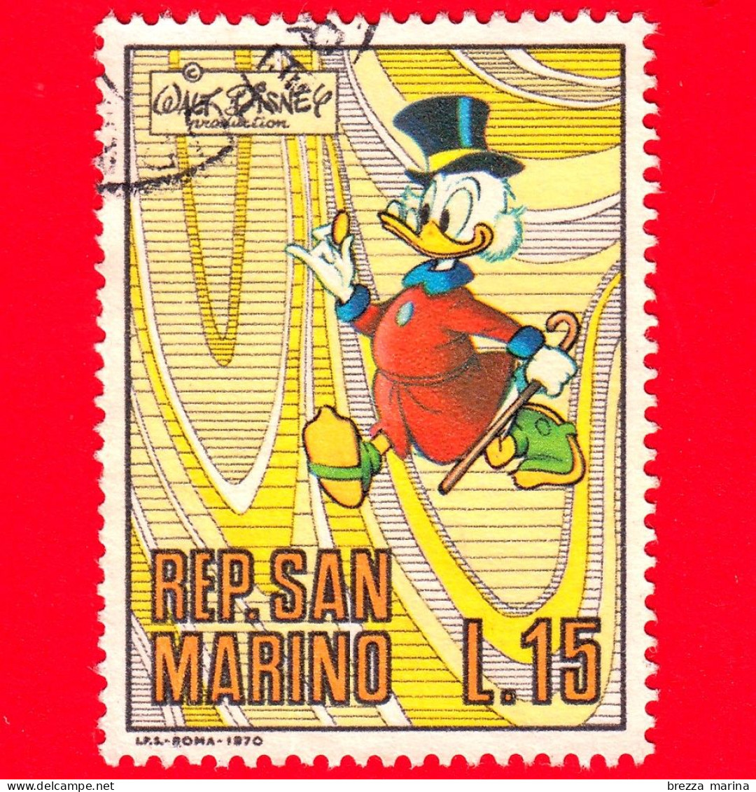 SAN MARINO - Usato - 1970 - Walt Disney (1901-66) - Cartoni - Comics - Paperon De Paperoni - Scrooge McDuck - 15 L. - Used Stamps