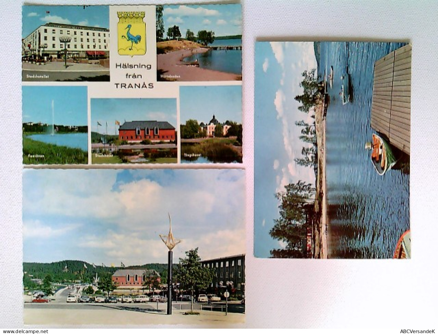 Tranas, Schweden, 5 Ansichten, Skulptur, Hafen, 3 AK, Gelaufen 1972, Konvolut - Autres & Non Classés