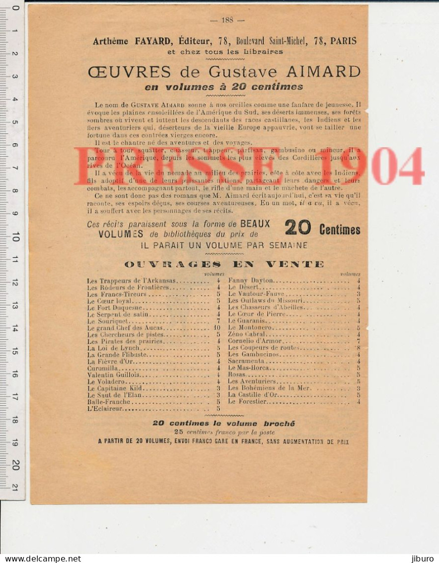 2 Vues Humour 1904 Dessin De A Bouchet Pôele Chauffage Pieds + Publicité Pour Oeuvres De Gustave Aimard Livre - Non Classés