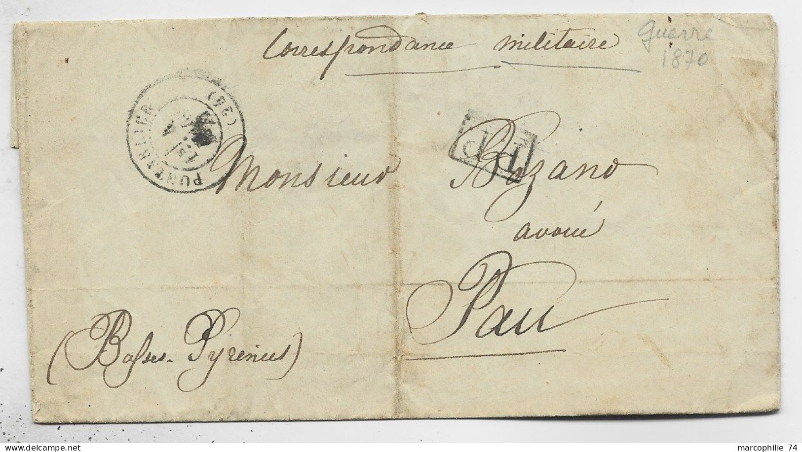 DOUBS LETTRE PONTARLIER 4 MARS 1870 ECRITE FORT DE LARREMON + PP POUR PAU - War 1870