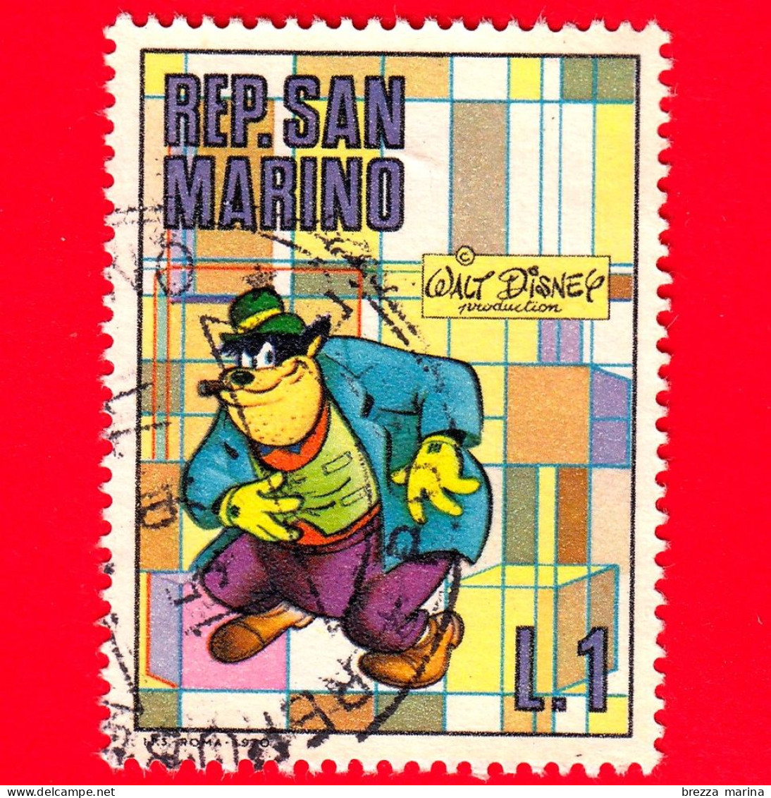 SAN MARINO - Usato - 1970 - Walt Disney (1901-66) - Cartoni - Comics - Gambadilegno - Black Pete - 1 L. - Gebraucht