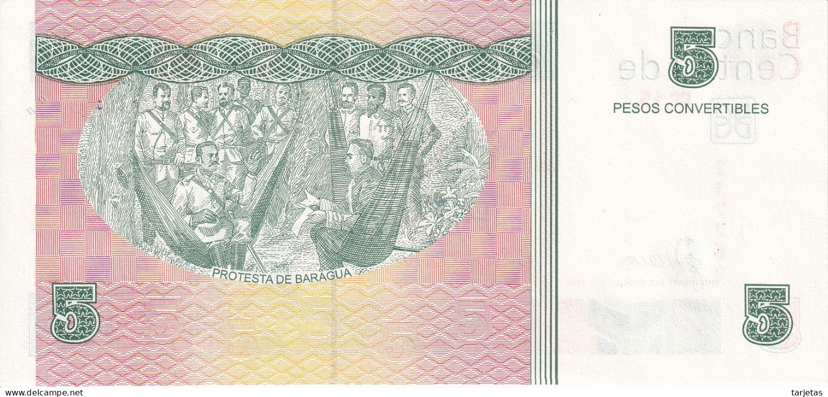 BILLETE DE CUBA DE 5 PESOS CONVERTIBLES DEL AÑO 2006 SIN CIRCULAR (UNC) (BANKNOTE) ANTONIO MACEO - Kuba