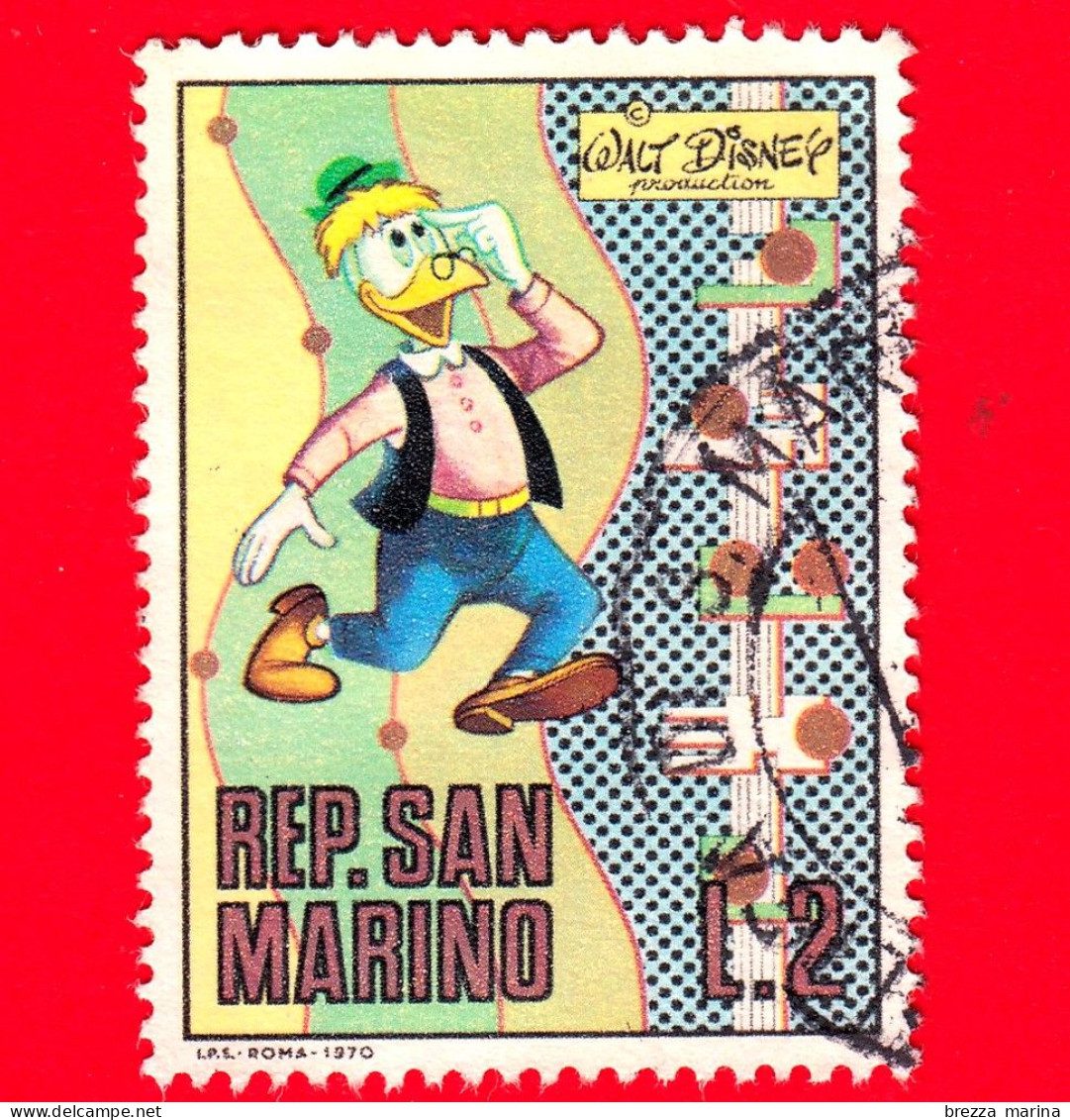 SAN MARINO - Usato - 1970 - Walt Disney (1901-66) - Cartoni - Comics - Archimede Pitagorico - Gyro Gearloose - 2 L. - Oblitérés